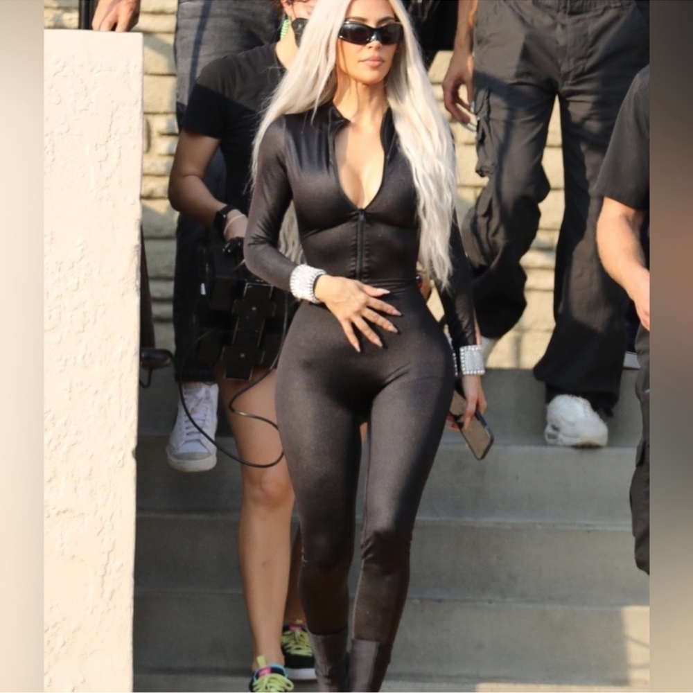 Skims all in one shine black jumpsuit